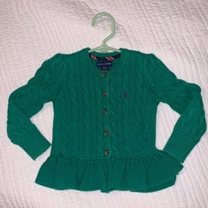 Ralph Lauren Cable Knit Ruffle Cardigan - little girls 3T